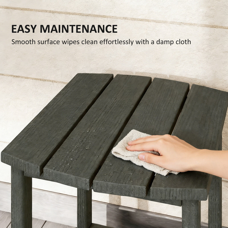 Outdoor Side Table for Garden or Patio with Easy-Clean Weatherproof Wood Effect Grey Outsunny