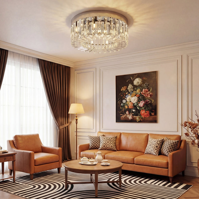 Crystal Ceiling Light for Bright Even Living Room Lighting Easy Clean