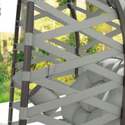 Light Grey 2 Seater Egg Chair Folding Rattan Garden Chair with Cushion and Cup Pockets by Outsunny