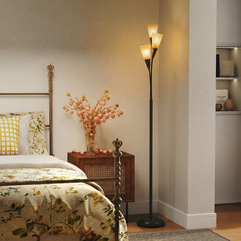 Floor Lamp with Foot Switch for Easy Room Lighting and Wide Coverage White Black