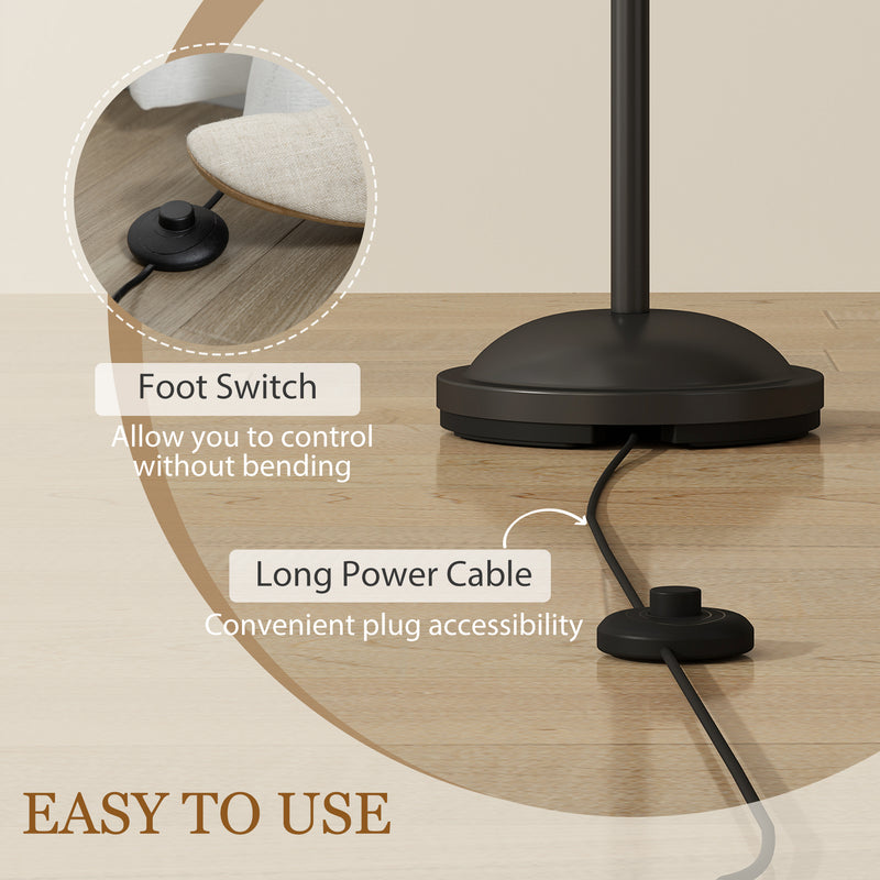 Floor Lamp with Foot Switch for Easy Room Lighting and Wide Coverage White Black