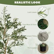 5ft Artificial Olive Tree with 720 Leaves and 32 Fruits in Pot for Home and Office by HOMCOM