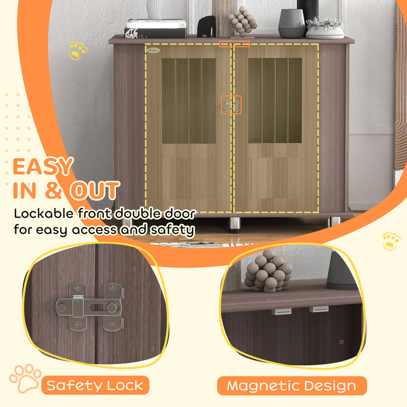 Dog Crate Table for Medium and Large Dogs with Magnetic Door Indoor Use 95x55x75cm Purple by PawHut