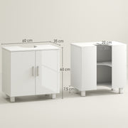 Under Sink Bathroom Cabinet for Pedestal or Freestanding Basins with Storage, White
