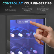 Wine Cooler for 24 Bottles with Double-Glass Door and Quiet Operation Black Homcom