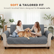 Waterproof 3 Seater Sofa Cover with Armrest Pockets for Pet and Child Protection Grey AOSOM