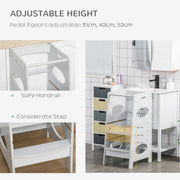 Grey Toddler Kitchen Step Stool With Adjustable Platform For Safe Independent Standing