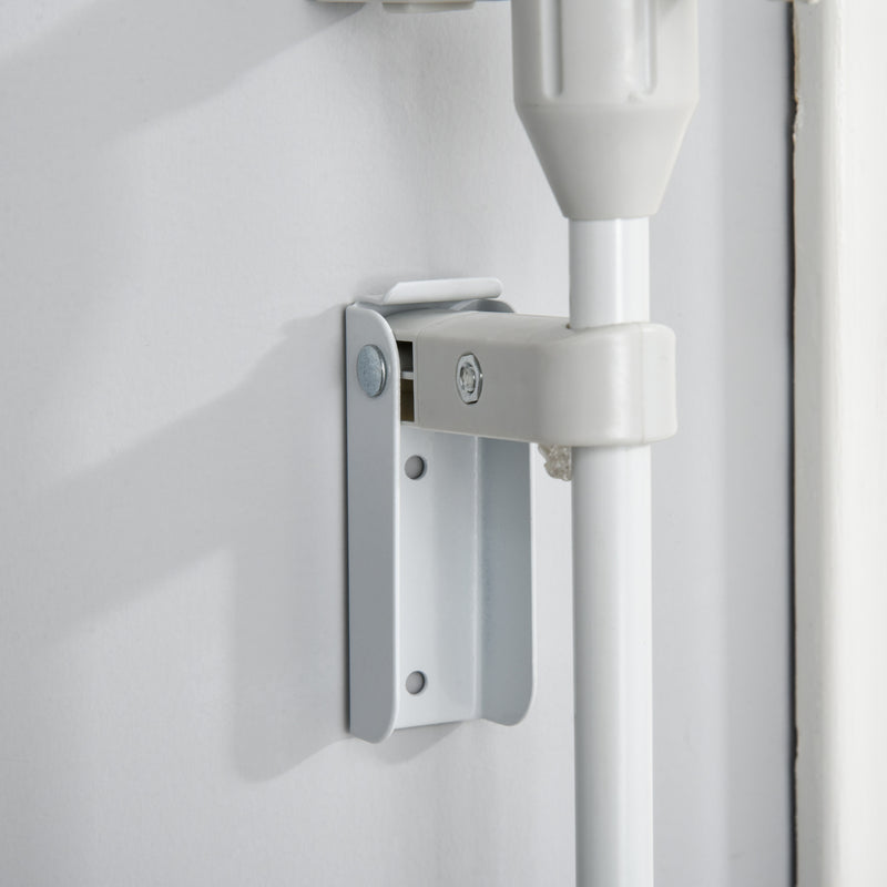 White Metal Pet Safety Gate 3 Panel Room Divider Stair Barrier With Walk-Through Door by PawHut