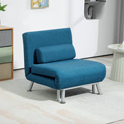 Blue Linen Look Single Sleeper Chair Comfortable and Space Saving by HOMCOM
