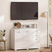 Sideboard with Adjustable Shelf for Organised Storage High Gloss White AOSOM