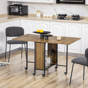 Six Person Drop Leaf Dining Table Brown and Black Space Saving Design by HOMCOM