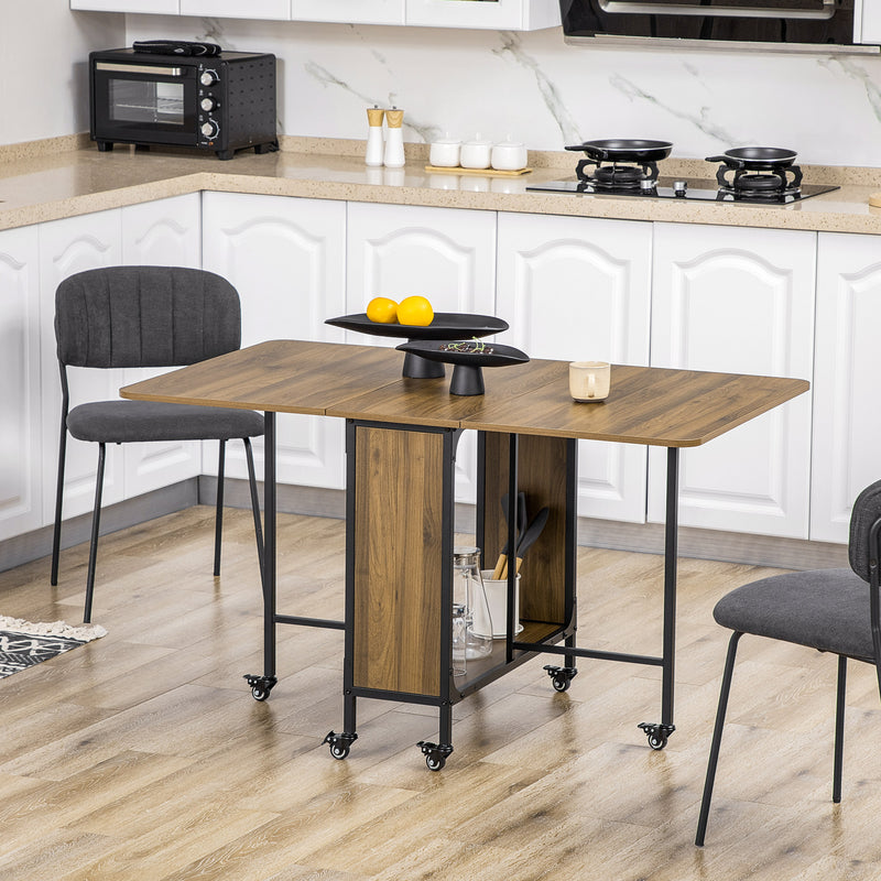 Six Person Drop Leaf Dining Table Brown and Black Space Saving Design by HOMCOM