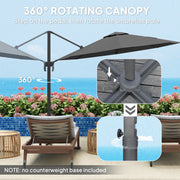 Black 3m Cantilever Parasol with 360° Rotation and Crank Handle for Garden by Outsunny