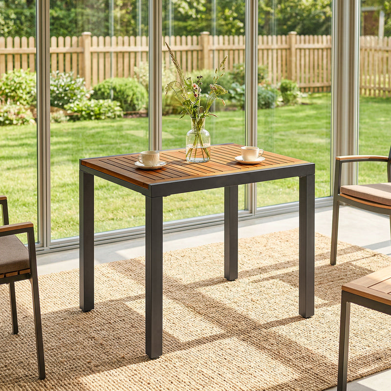 Extendable Garden Dining Table Ready Assembled for Easy Outdoor Hosting Natural Black Outsunny