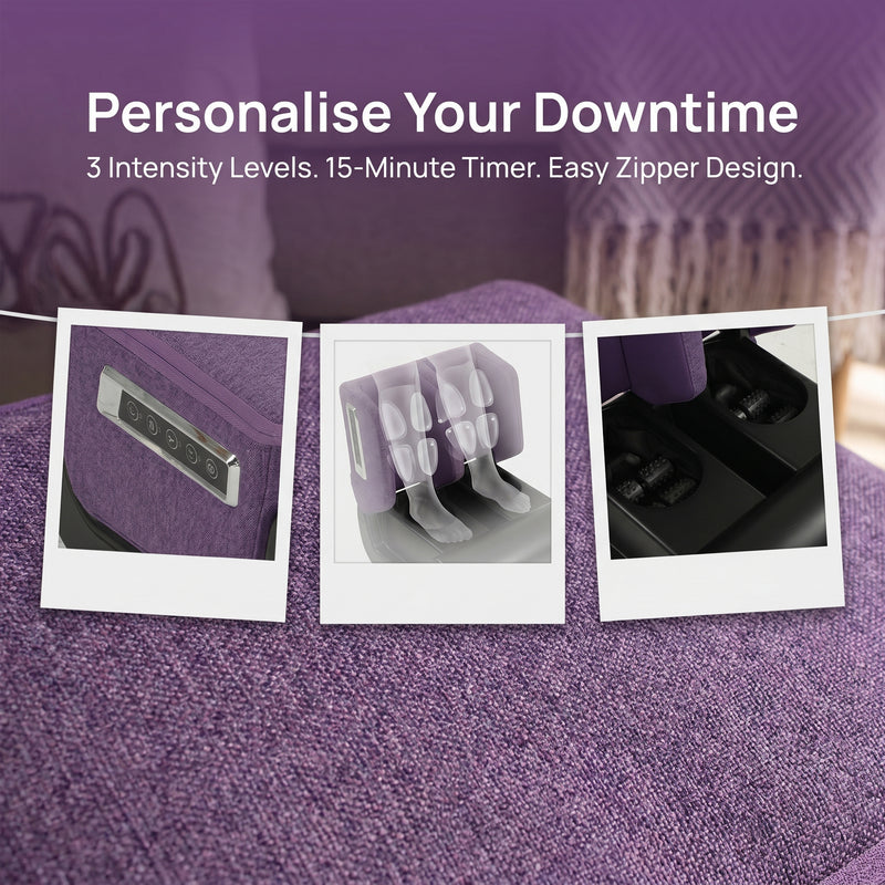 Foldable Foot and Leg Massager with Heat for Home Relaxation and Easy Storage Purple Homcom
