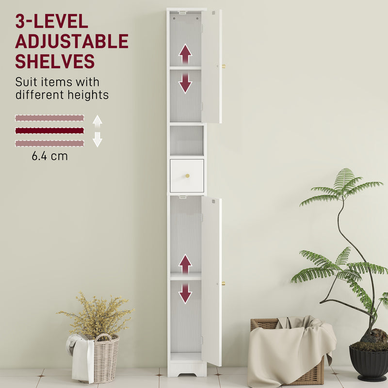 Tall Bathroom Storage Cabinet with Arched Doors for Towels and Toiletries, White