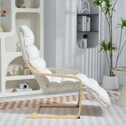 Curved Wooden Accent Chair with Adjustable Footrest Cream White by HOMCOM