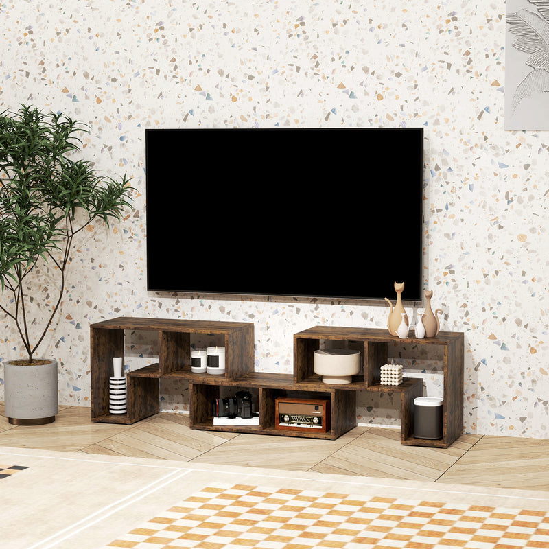 Rustic Brown TV Stand for TVs up to 75 Inches with Storage Shelves Extendable Design by HOMCOM