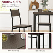 Three Piece Compact Dining Set with Grey Wood Grain Finish by HOMCOM