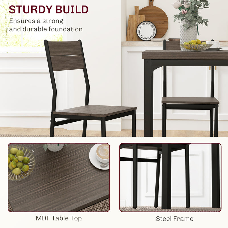 Three Piece Compact Dining Set with Grey Wood Grain Finish by HOMCOM