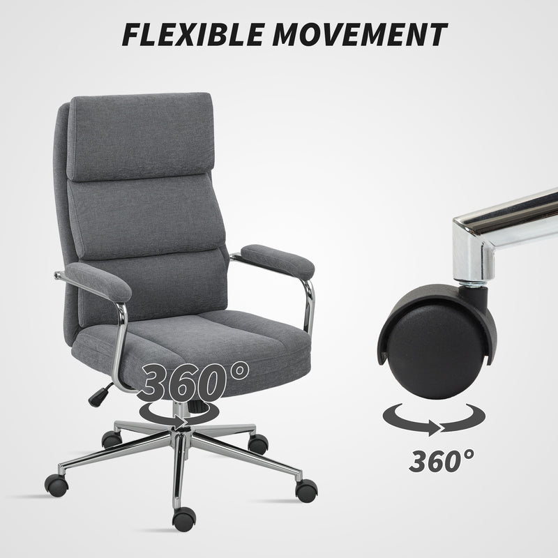 Ergonomic Executive Office Chair with Double Back Cushion and Tilt Function for Home, Charcoal Grey