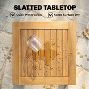 Coffee Table for Indoor or Outdoor Use Compact Acacia Wood with Slatted Top Teak Outsunny
