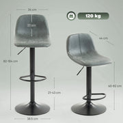 Adjustable Bar Stools Set of 2 for Kitchen Island with Water Resistant Seats Green AOSOM