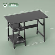 Black Compact Computer Desk with Storage Shelves and Bookshelf for Home Office