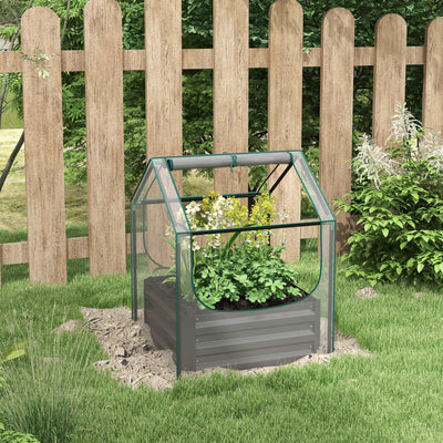 Raised Garden Planter Bed With Protective Cover Ideal for Growing Vegetables Grey