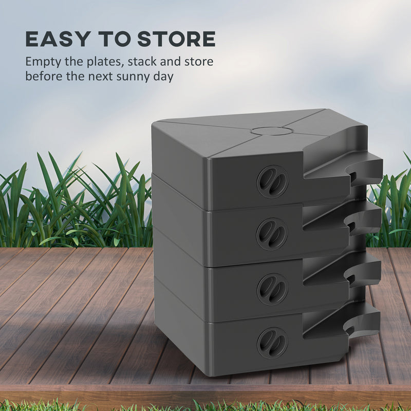 Set of 4 Heavy Duty Cantilever Parasol Base Weights 64kg Sand or 55kg Water Black by Outsunny