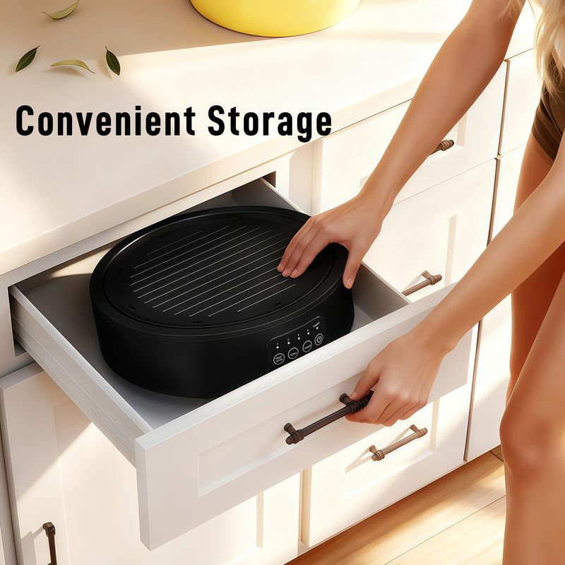 Electric Ceramic Hob with Grill Plate for All Pots 4 Heat Levels Portable 36cm Black AOSOM