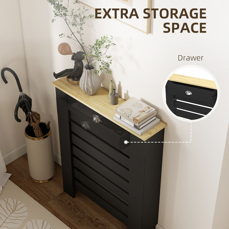 Radiator Cover with Storage Drawer for Safe Hallway Heating Black Wood Effect Homcom