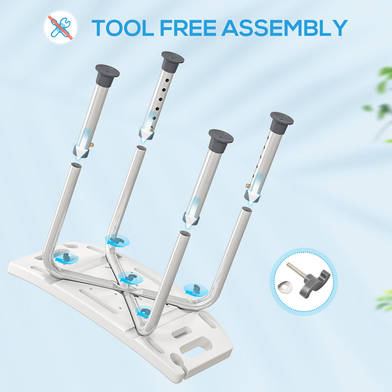 Height Adjustable Shower Stool With Padded Seat and Drainage Holes For Bathroom Use Grey