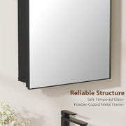 Bathroom Wall Cabinet with Mirror and Shelves Fully Assembled Space Saving Black AOSOM