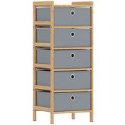 Slim Chest of Drawers for Small Bedrooms with Five Fabric Storage Drawers Natural AOSOM