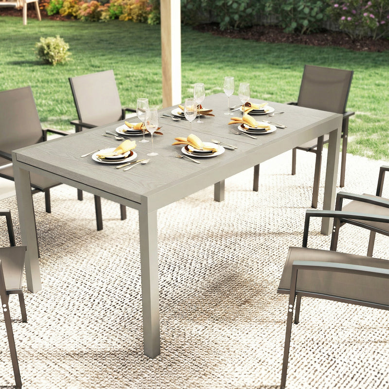 Extendable Outdoor Dining Table for Flexible Garden Entertaining Light Grey Wood Effect Outsunny