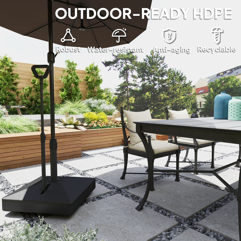 Black Garden Parasol Base with Adjustable Wheels and Handle Holds Up to 55kg by Outsunny
