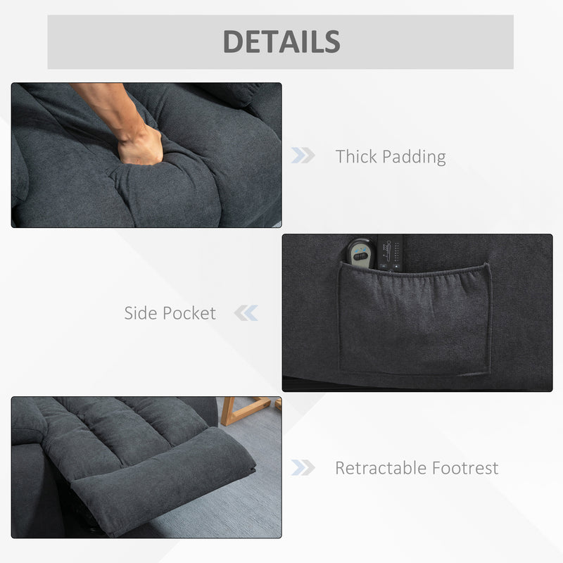 Large Recliner Chair With Lift Function And Massage For Elderly Comfort Dark Grey