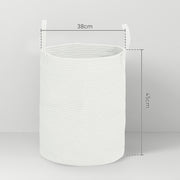 36L Cotton Rope Laundry Basket With Handles Ideal For Bedroom Or Bathroom, Cream White