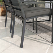 Charcoal Grey 4 Piece Seat Cushion Set With Ties For Garden Chairs Or Indoor Use