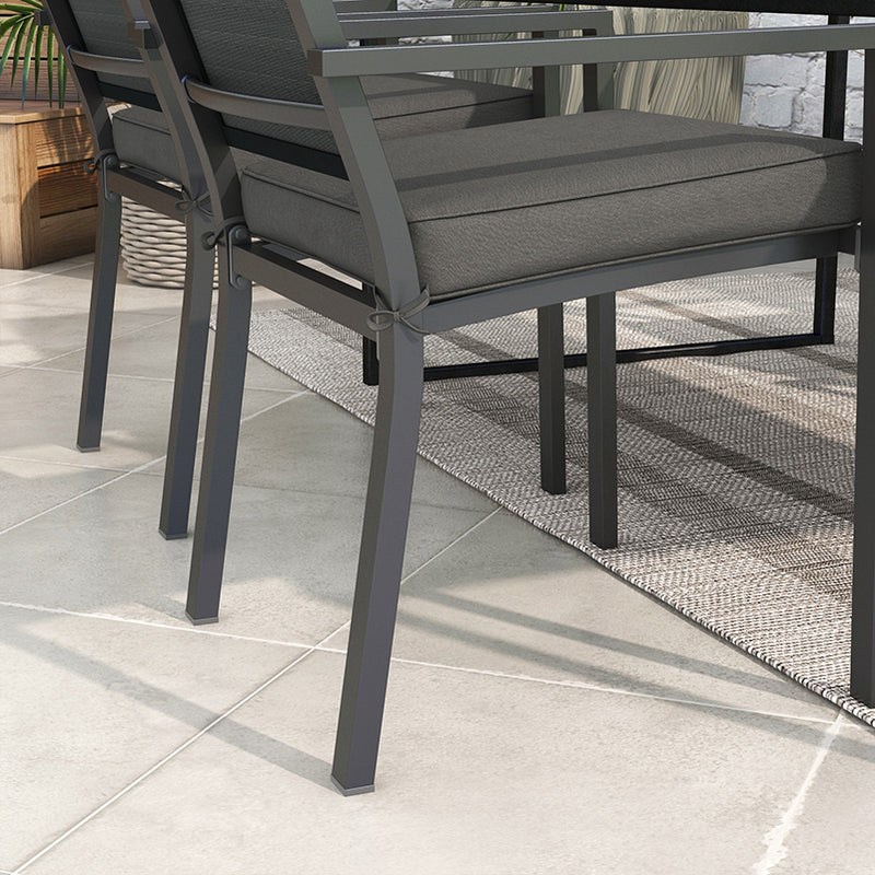 Charcoal Grey 4 Piece Seat Cushion Set With Ties For Garden Chairs Or Indoor Use