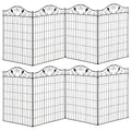 Set of 8 Decorative Metal Garden Fence Panels for Patio or Lawn Use 365cm Black