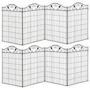 Set of 8 Decorative Metal Garden Fence Panels for Patio or Lawn Use 365cm Black