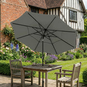 Garden Parasol with Adjustable Tilt and Three-Tier Vent for Cool Outdoor Shade Grey Outsunny