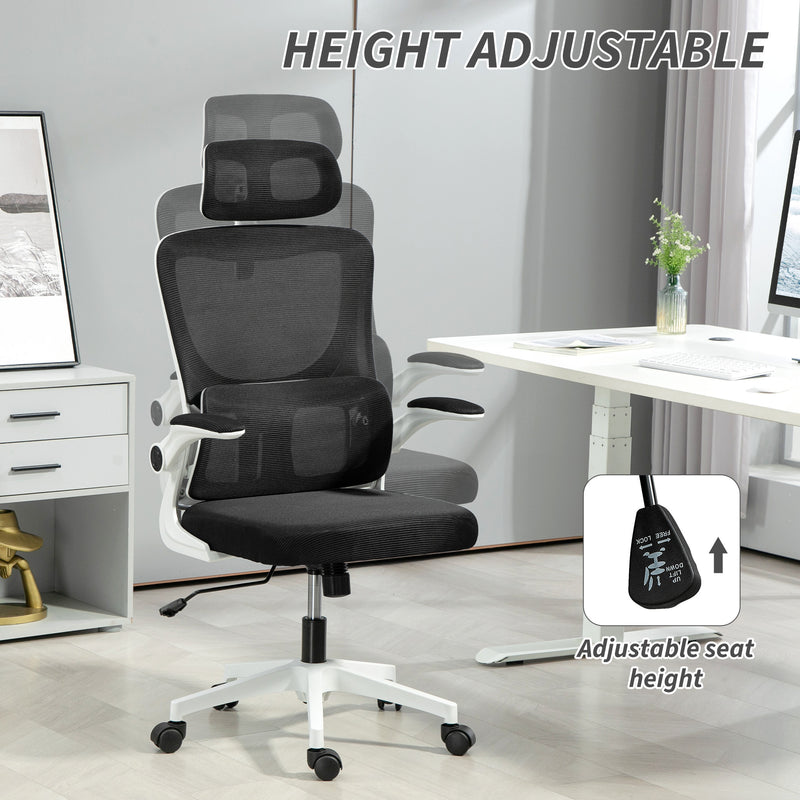 Ergonomic High Back Mesh Office Chair with Lumbar Support and Tilt for Home Use Black