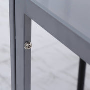 Grey Glass Top Square Dining Table for 2 to 4 People with Metal Legs for Dining Room