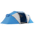 Outsunny 4 Man Camping Tent, UV Protection Tunnel Tent with 2 Bedrooms and Living Area, Large Hiking Sun Shelter, 430 x 240 x 170 cm, Blue and White