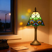 Tiffany Style Table Lamp With Stained Glass Shade Ideal For Bedroom Or Lounge Lighting Green