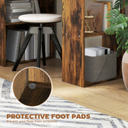 120cm Wooden Computer Desk with 6 Tier Shelves for Home Office or Study, Rustic Brown