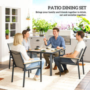 Garden Dining Set for 4 with Comfortable Chairs and Easy Clean Tabletop Teak Outsunny